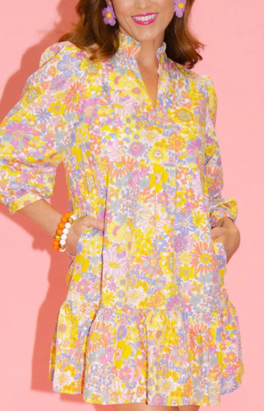 Brianna Cannon Bib Dress Colorful Poppy