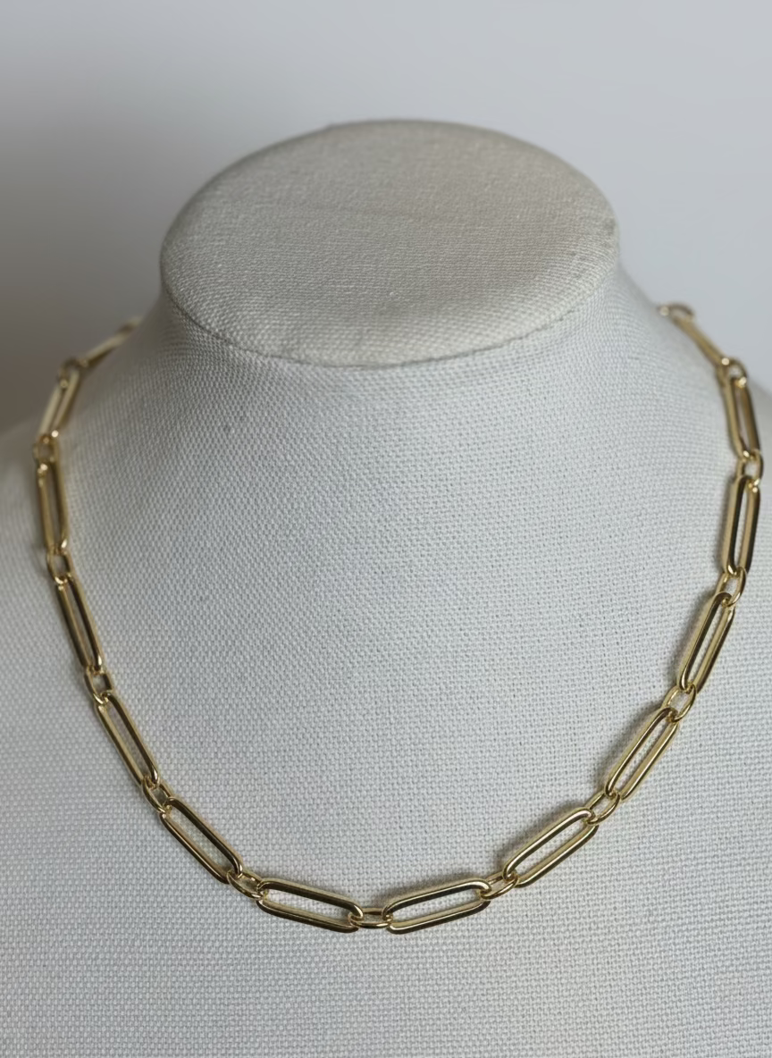 Susan Shaw Gold Large Mixed Link Paperclip Necklace