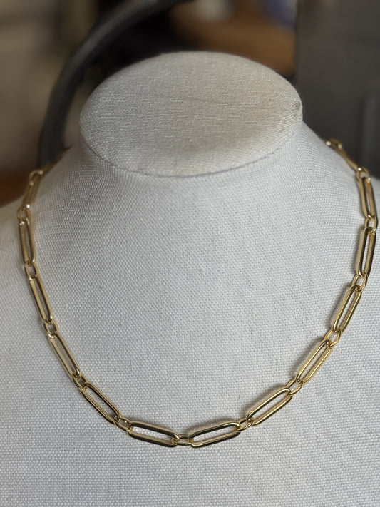 Gold Large Mixed Link Paperclip Necklace