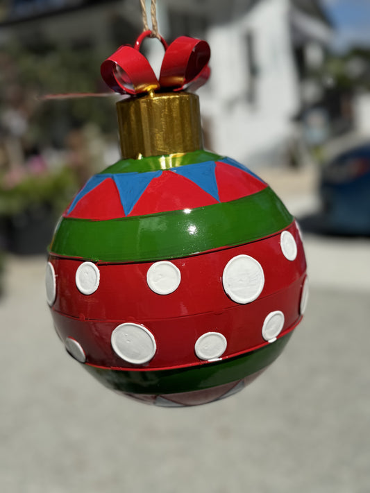 Red Metal Outdoor Christmas Bulb