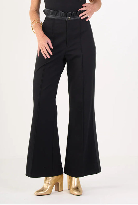 Emily McCarthy Ruffle Flare Pants - Black