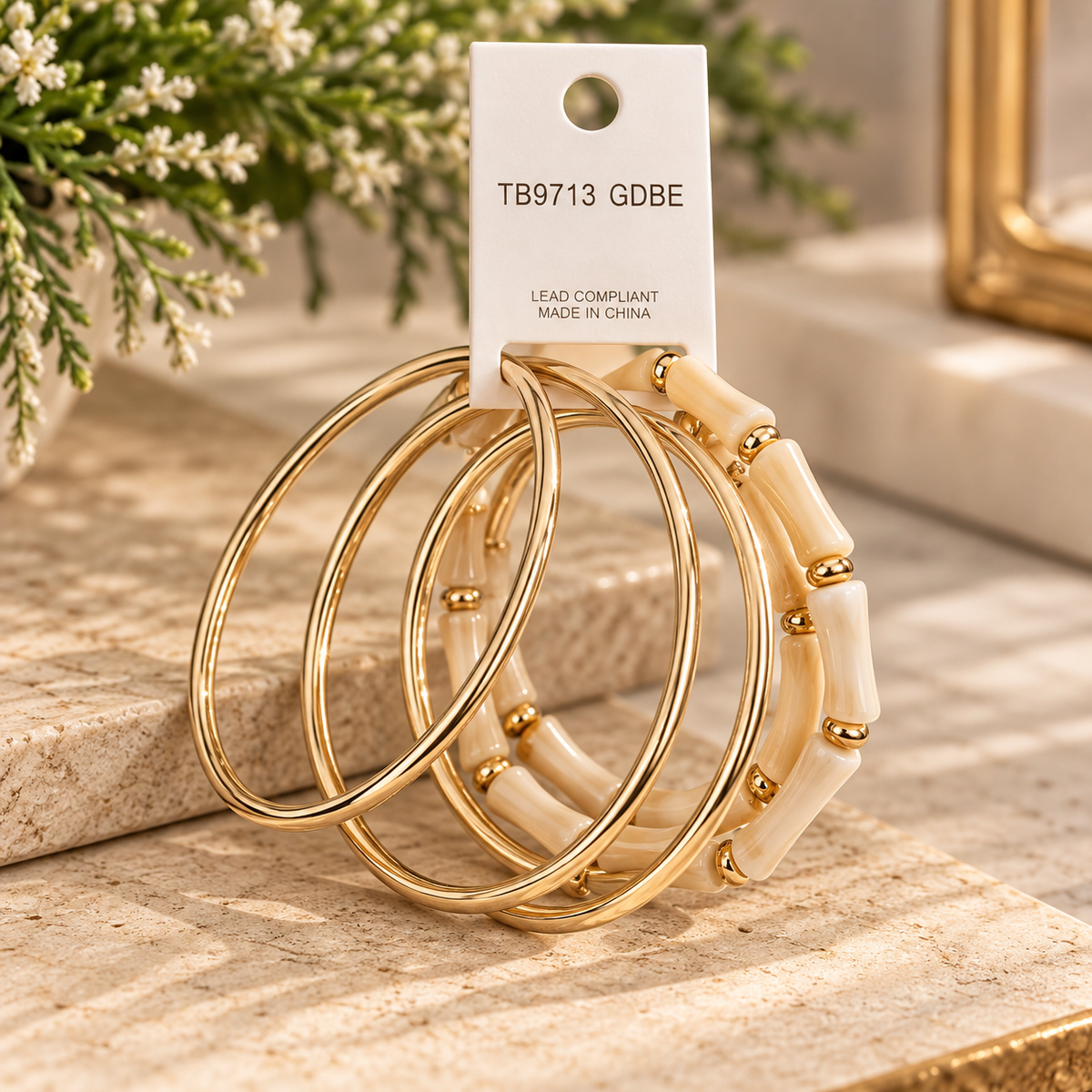 Golden Hour Bamboo Bangle Set