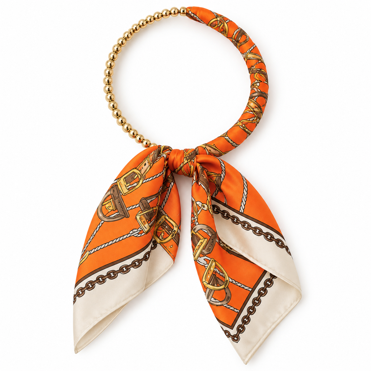 The Grand Equestrian Silk & Gold Necklace 🧡