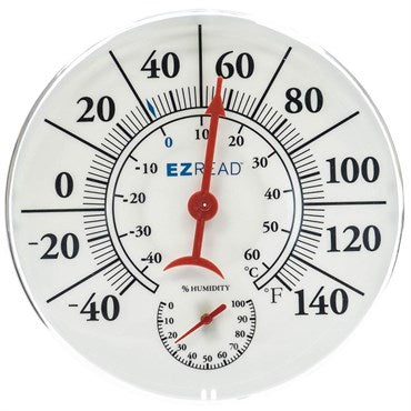 🌡️ EZ Read Dial Thermometer – Hygro White (8”)