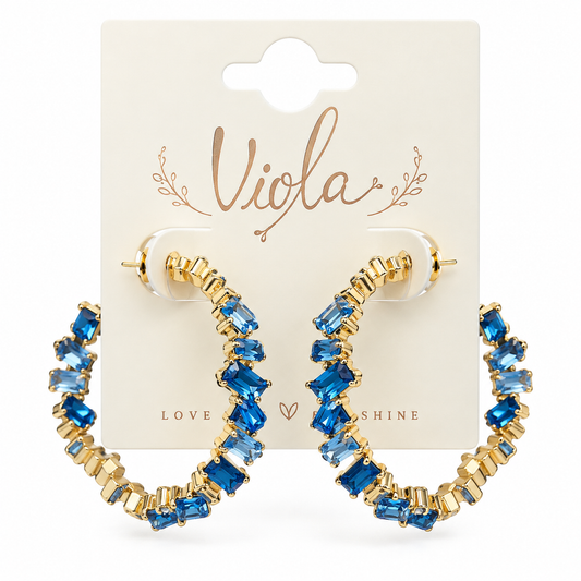 Blue Belle Crystal Hoops