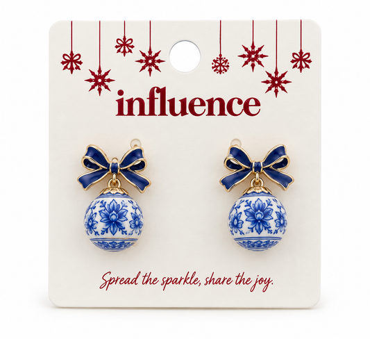 Blue Willow Bow ornament earrings