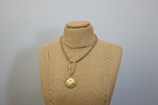 Upcycled Vintage Chanel Coin Carabiner Clip Necklace