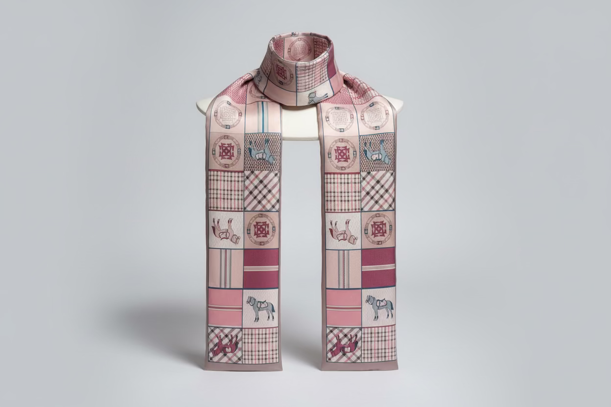 Equestrian Print Theme Print Narrow Scarf