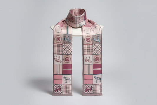 Equestrian Print Theme Print Narrow Scarf