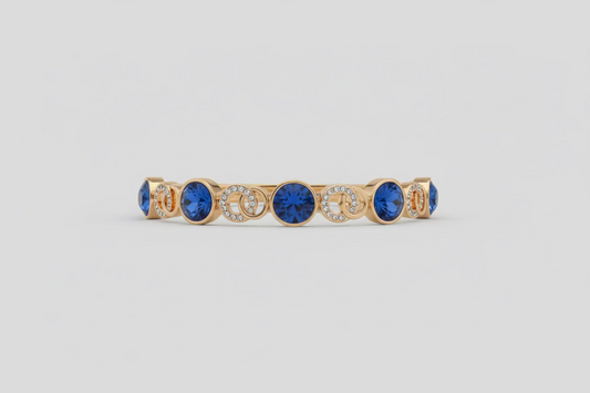 Wrights Blue Crystal Gold Toggle Bangle
