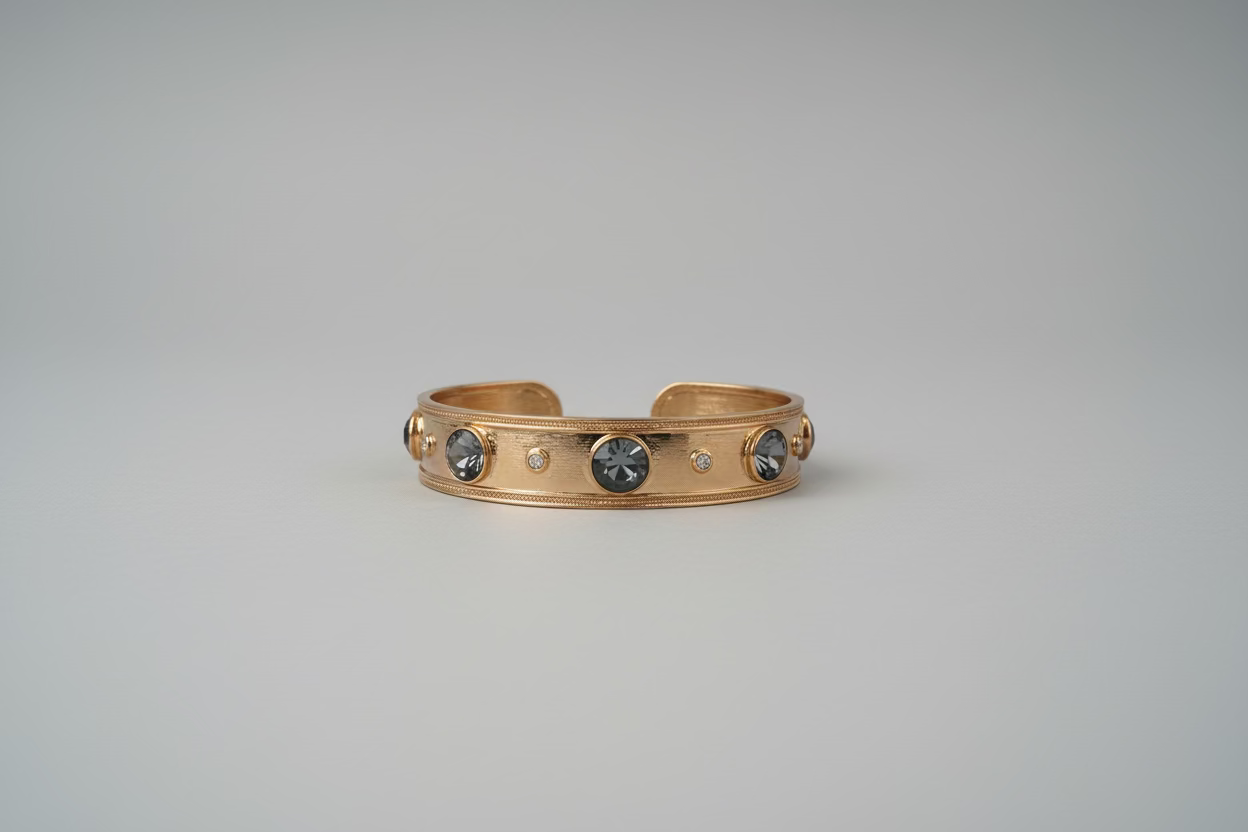 Wrights Gold Bangle with Labradorite Stones