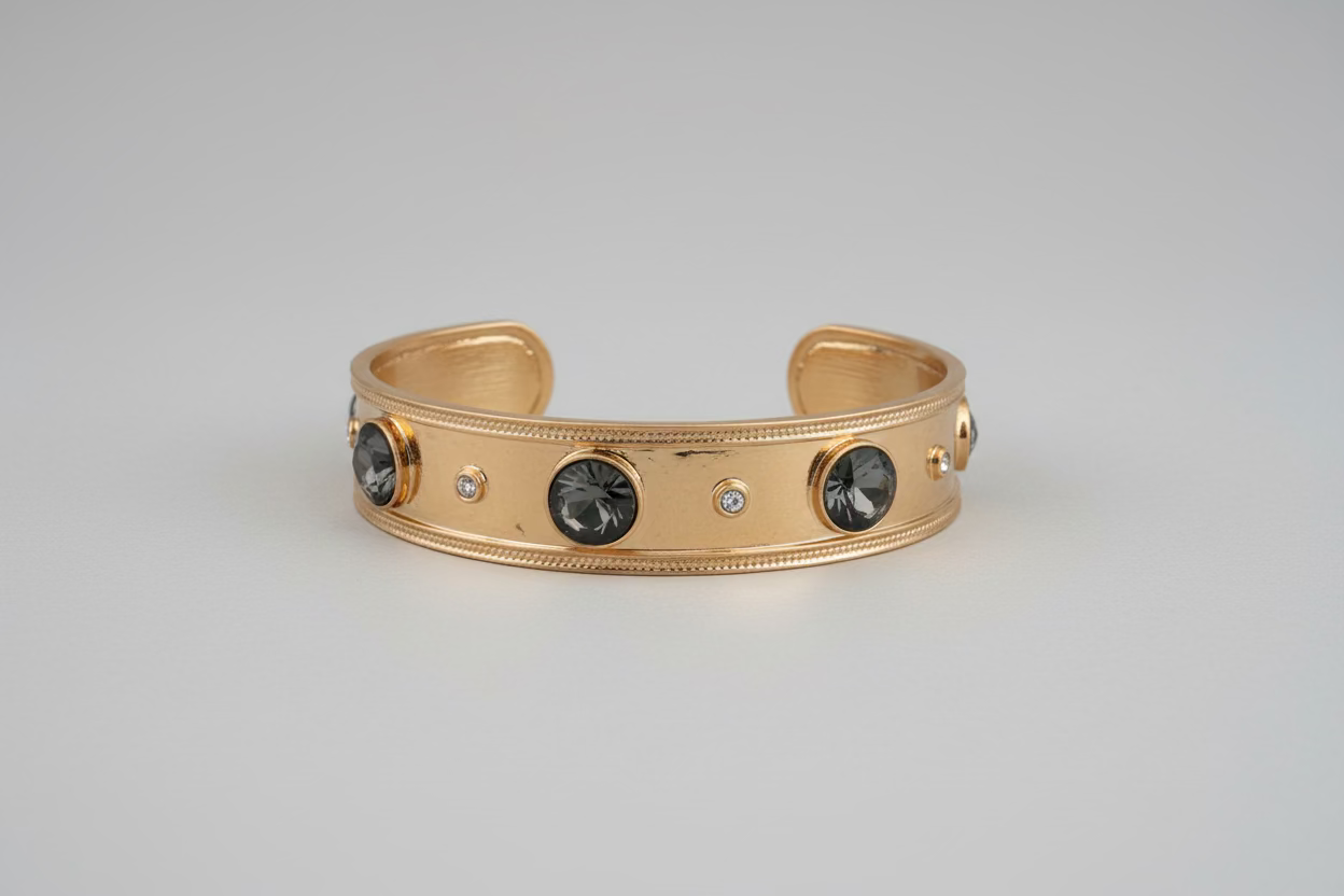Wrights Gold Bangle with Labradorite Stones