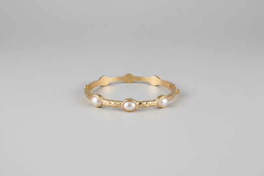 Wrights Pearl Toggle Gold Bangle