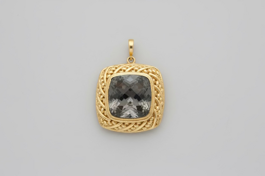 Gold Square Labradorite Pendant