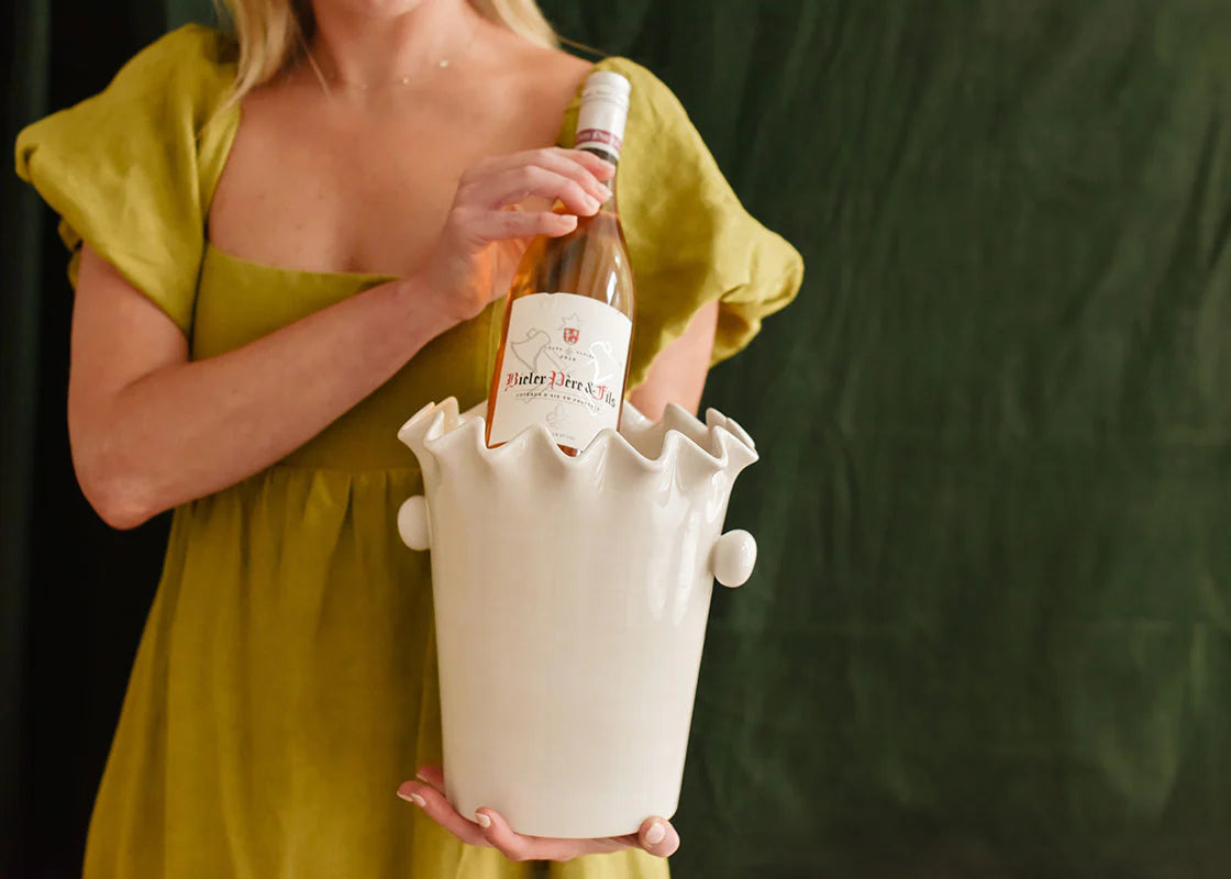 Coton Colors Signature Ruffle Ice Bucket – White
❄️ Classic Elegance, Ready to Chill