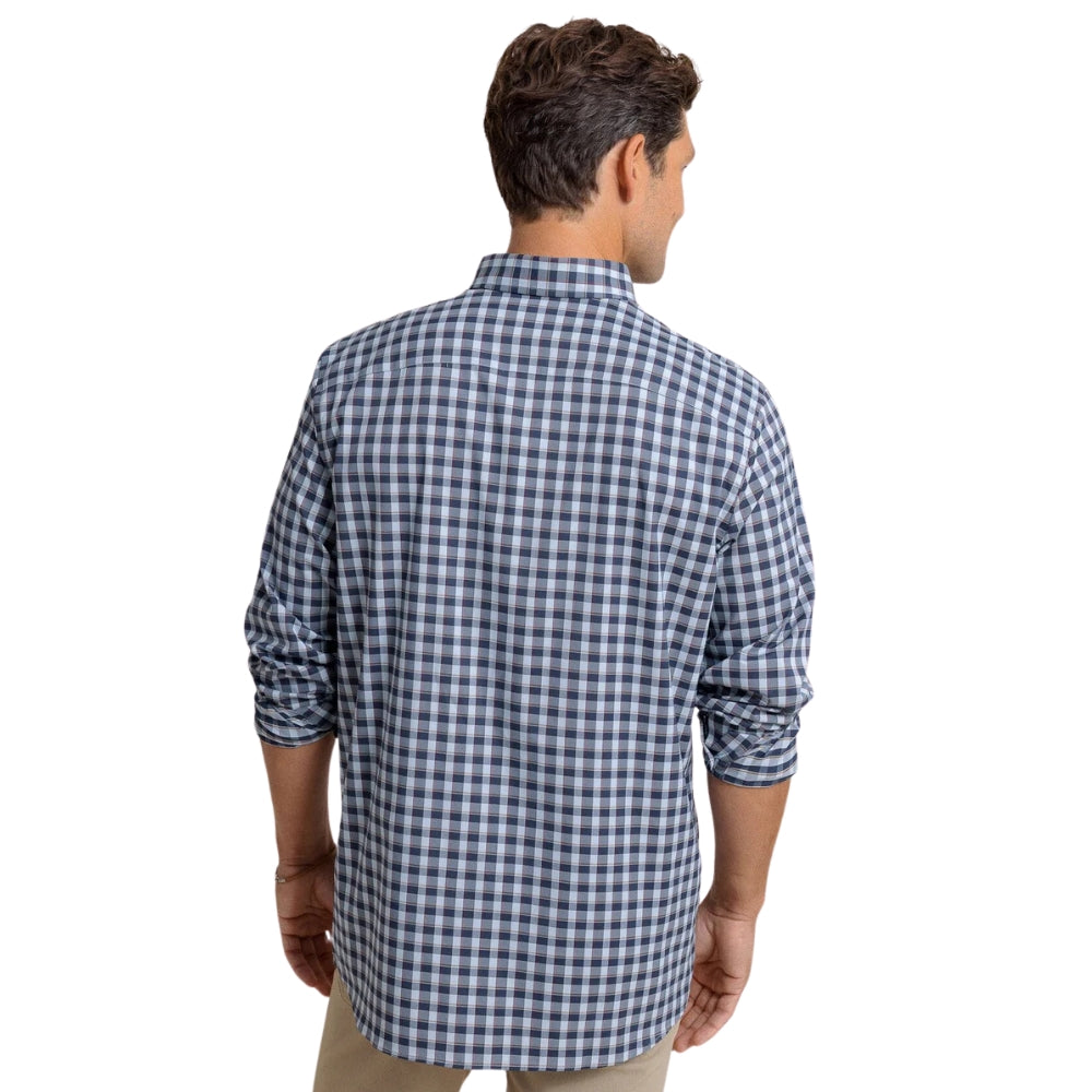 Southern Tide Colleton Plaid Sport Shirt in Dress Blue