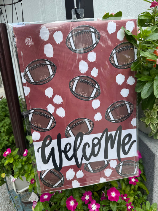 Football Glam & White Garden Flag