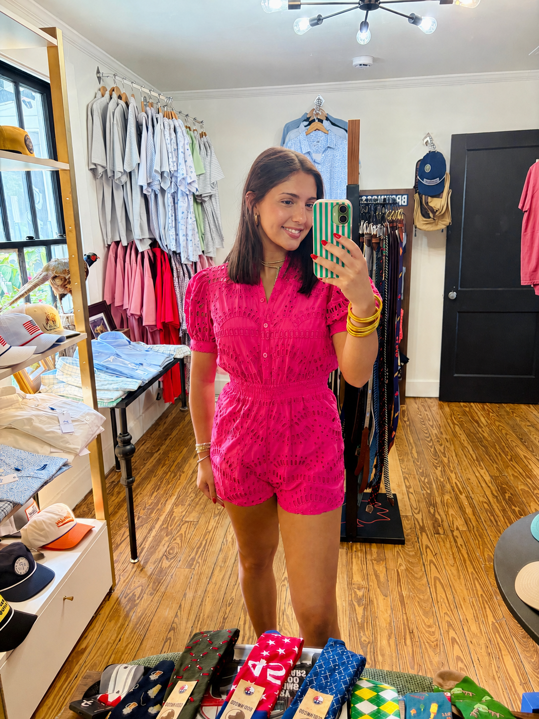 The Poppy Pink Eyelet Romper