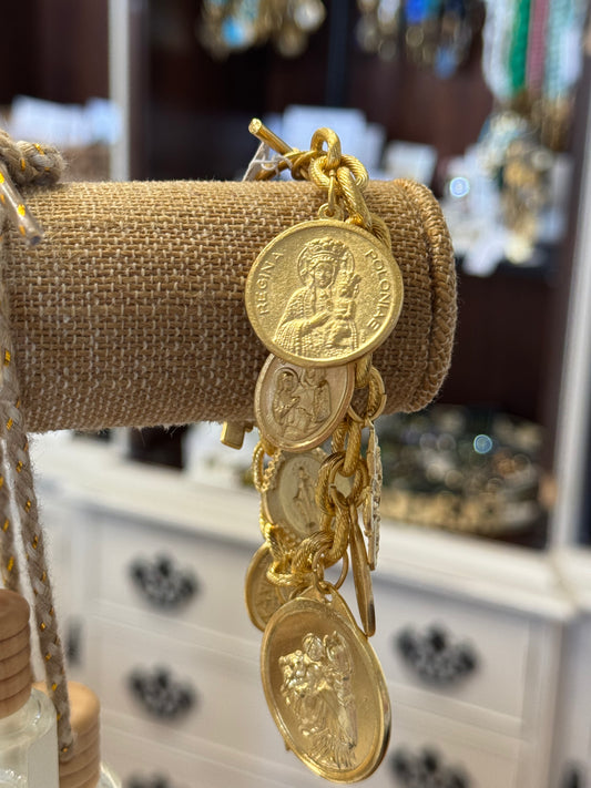Gold Chain & Assorted Saints Bracelet