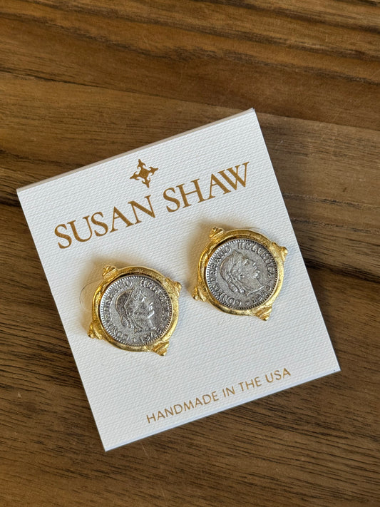 Handcast Gold & Silver Coin Earring