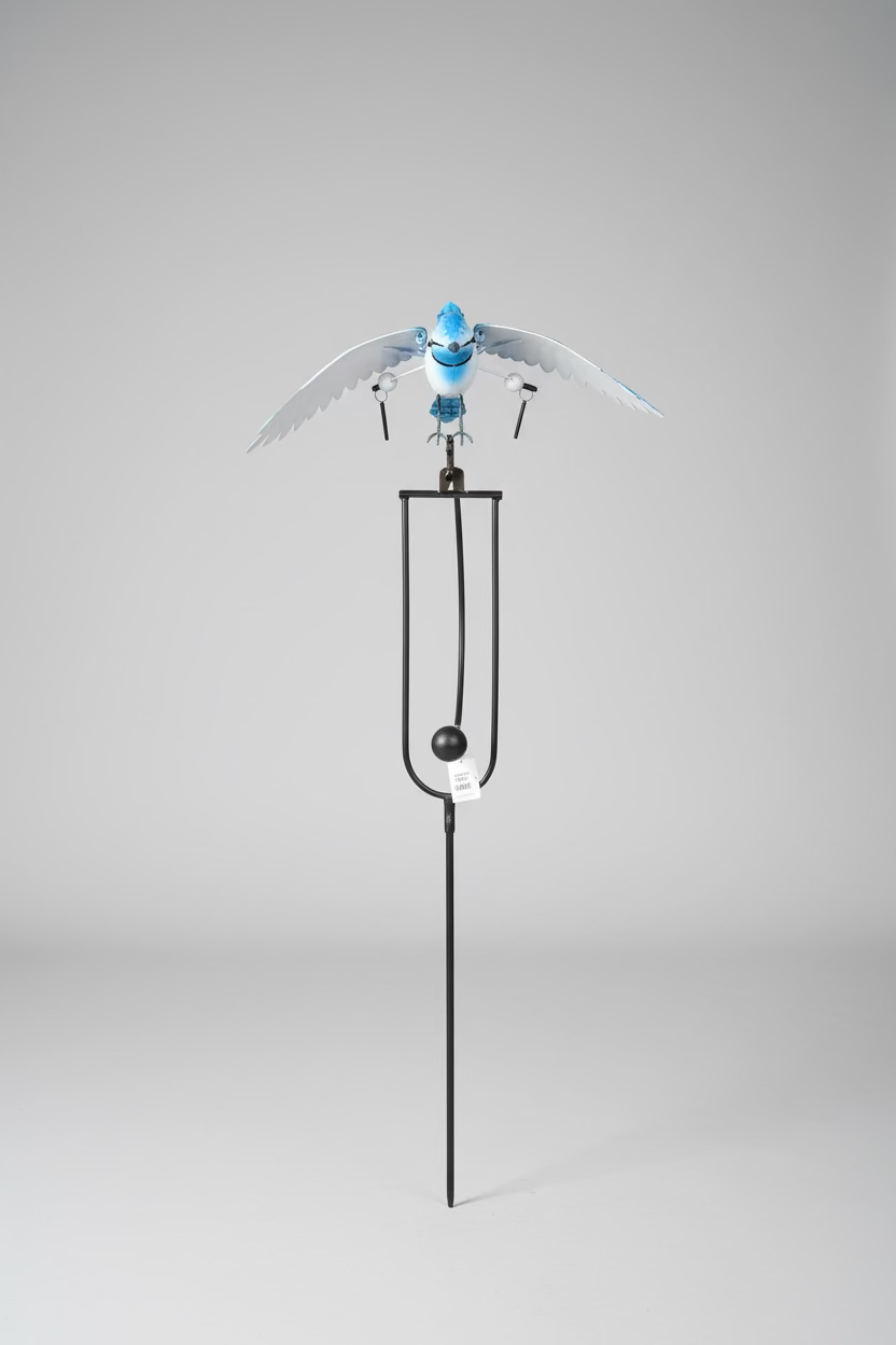 Blue Jay Swaying Metal Garden Stake with Flapping Wings