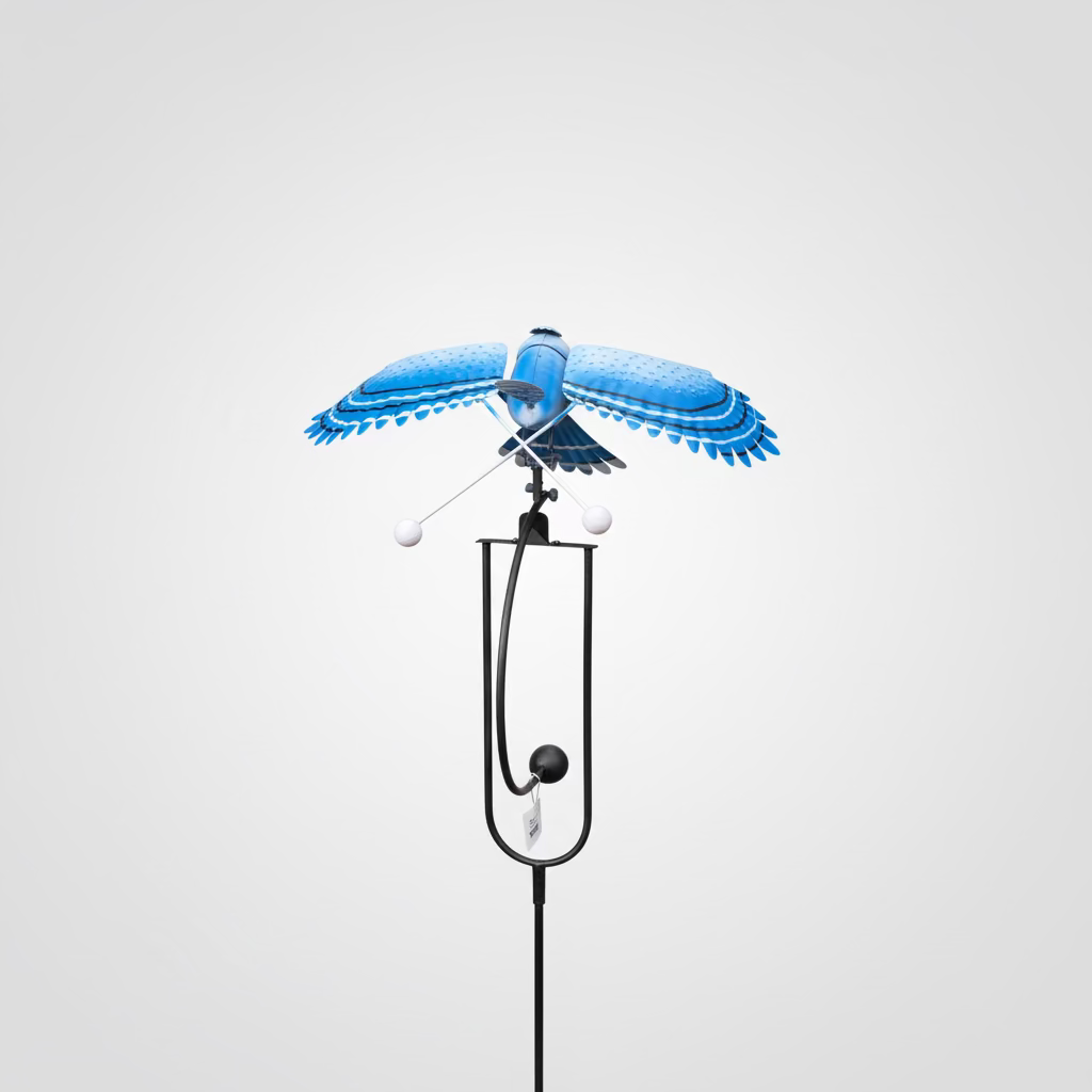 Blue Jay Swaying Metal Garden Stake with Flapping Wings