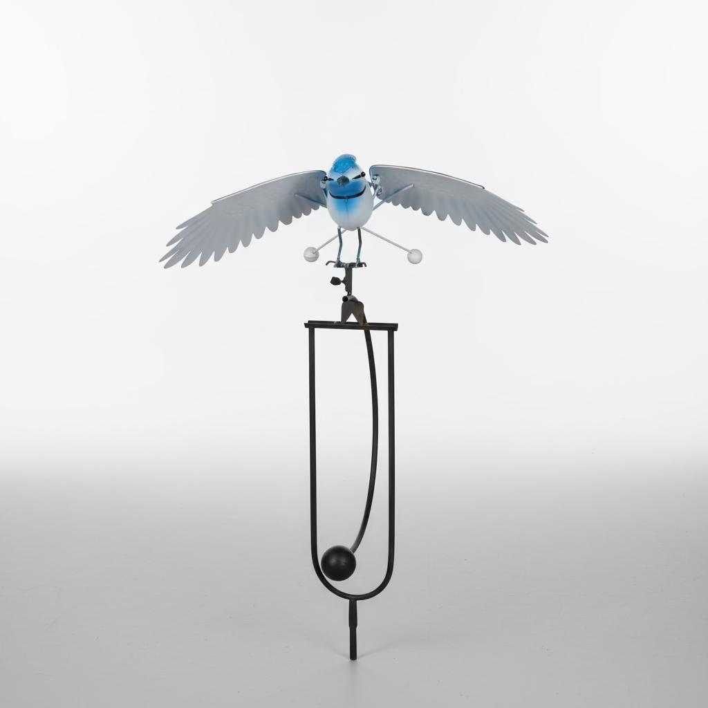 Blue Jay Swaying Metal Garden Stake with Flapping Wings