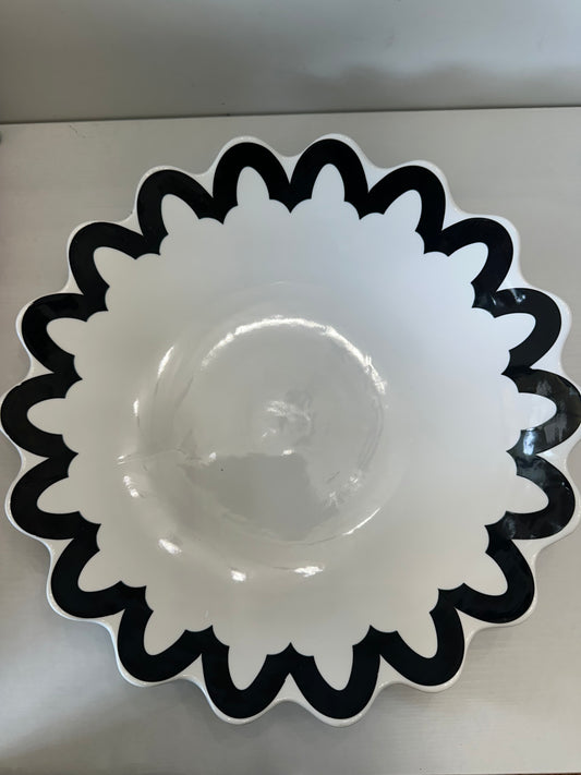 Coton Colors Black Arabesque Scallop 14 Pasta Bowl