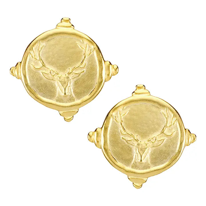 Susan Shaw Gold Stag Stud Earrings