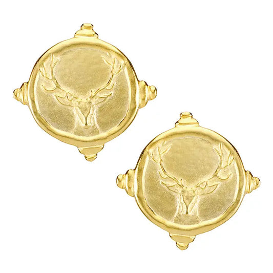 Susan Shaw Gold Stag Stud Earrings