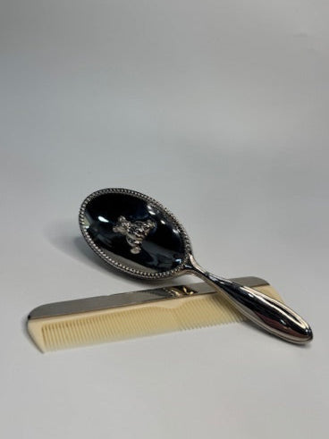 Teddy Bear Silver-Plated Brush & Comb Set
