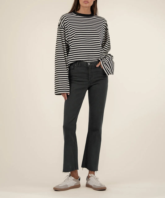 Fab Ab High-Rise Ankle Flare Jeans – Pewter Green