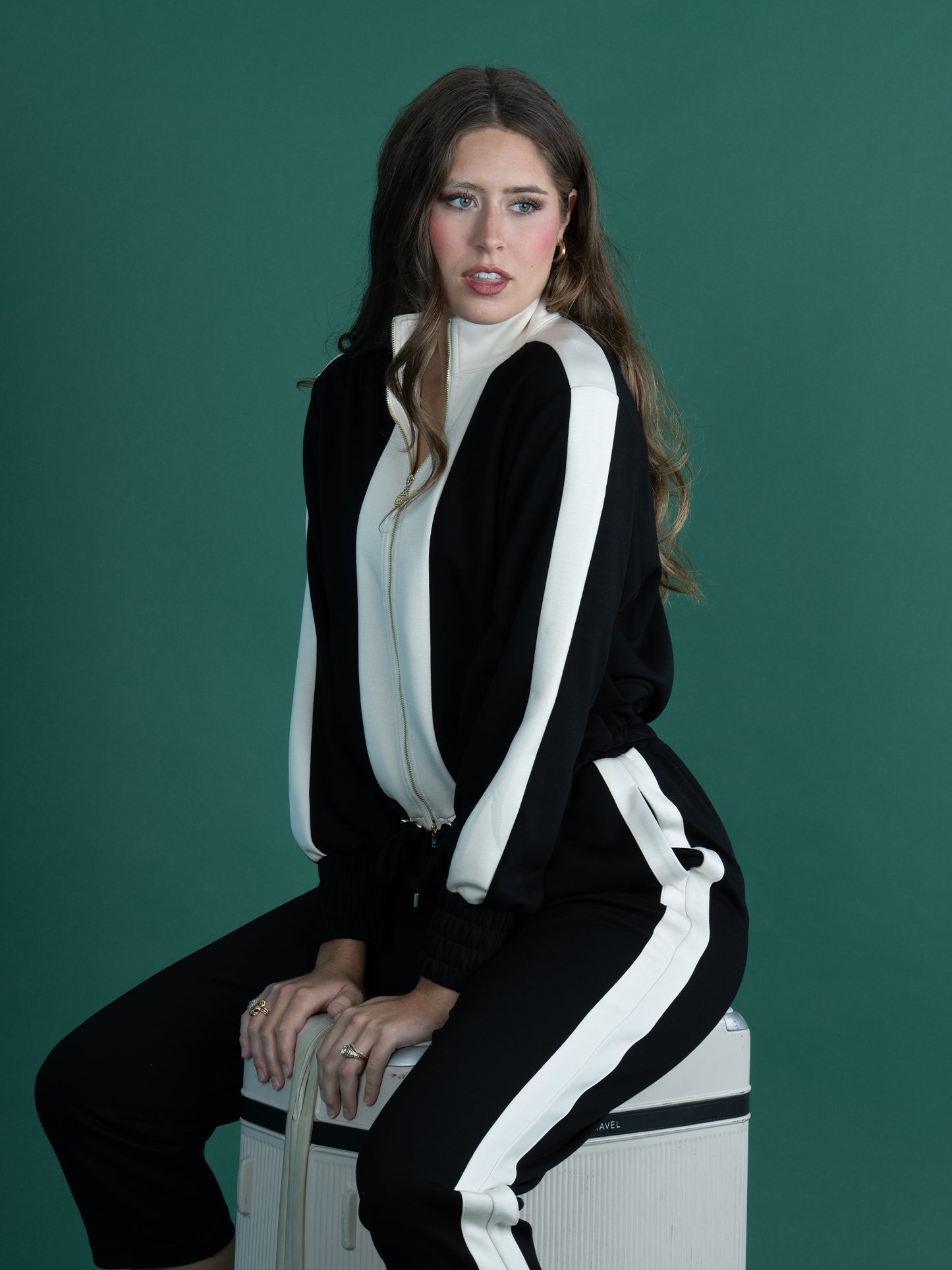 Emily McCarthy Bailey Bomber Jacket – Midnight Vanilla | Women’s Boutique Fashion