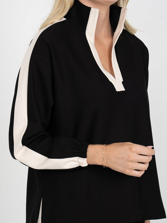 Emily McCarthy Midnight Vanilla Luxe Loom Long-Sleeved Poppy Shirt | Women’s Boutique Fashion