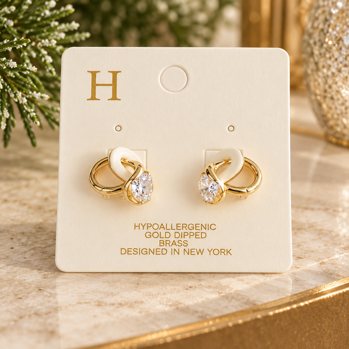 Golden Glow Crystal Huggie Earrings