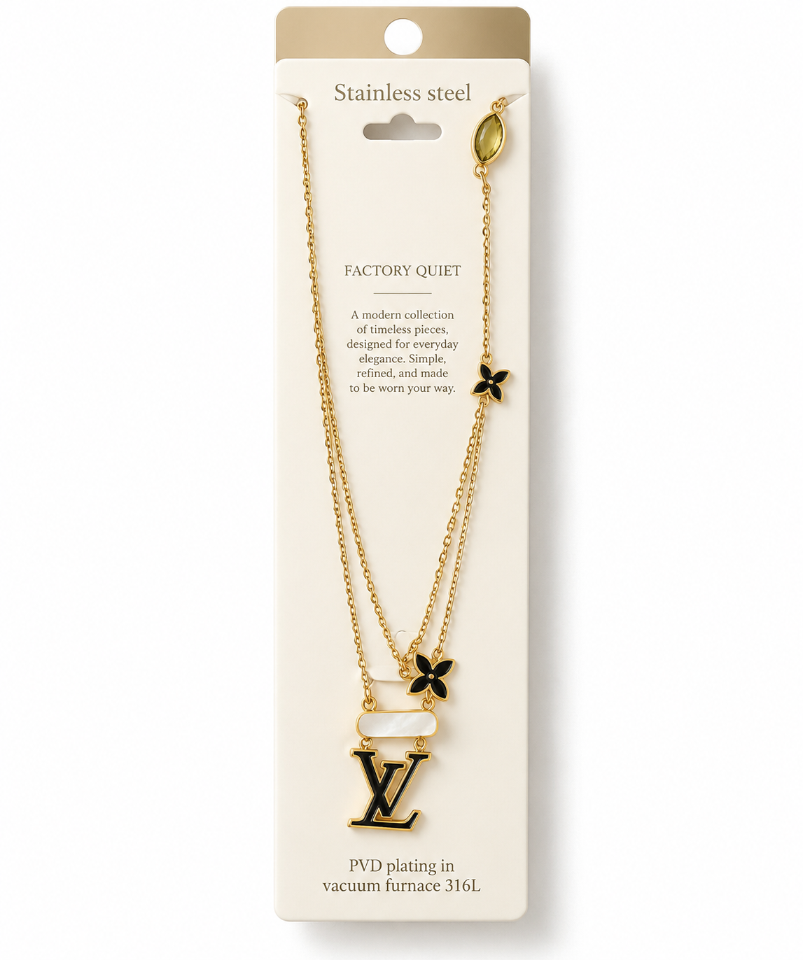 Louis Vuitton-Inspired Luxe Monogram & Black Clover Necklace 🖤✨