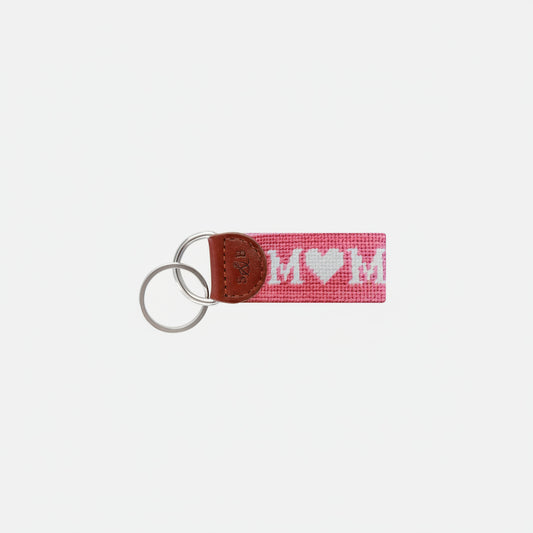 Smathers & Branson “Mom” Key Fob – Dark Pink | Premium Needlepoint Accessories