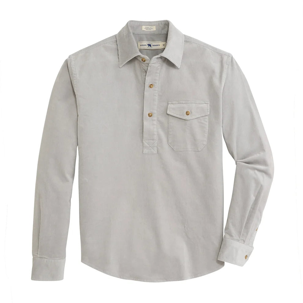 Stretch Cord Half Button Shirt - Harbor Mist