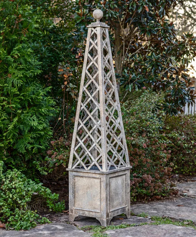 Porch View Aged Metal Trellis Planter