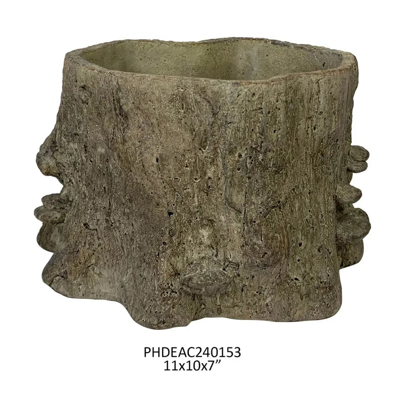 Large Faux Bois Cement Planter