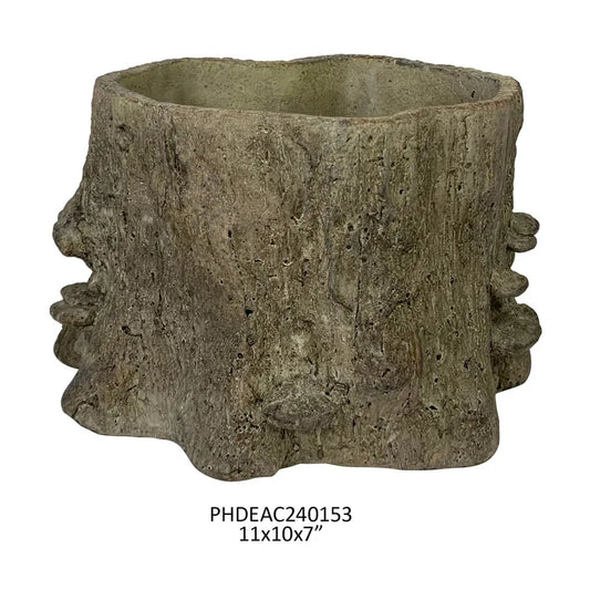 Large Faux Bois Cement Planter