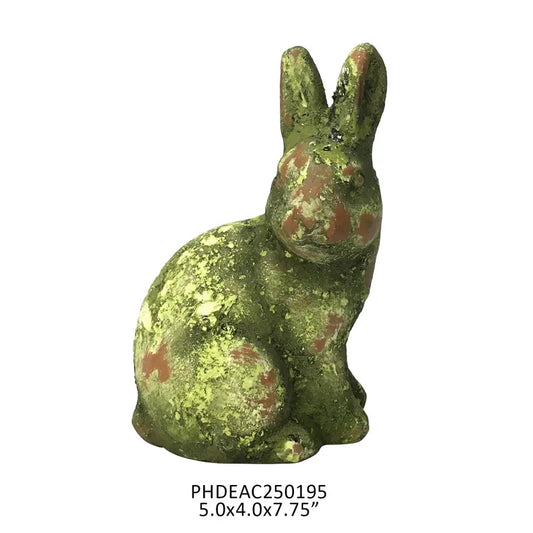 Mossy Cement Rabbit Garden Accent