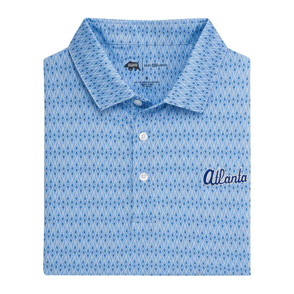 Onward Reserve Atlanta Braves Retro Feather Printed Performance Polo - Sky