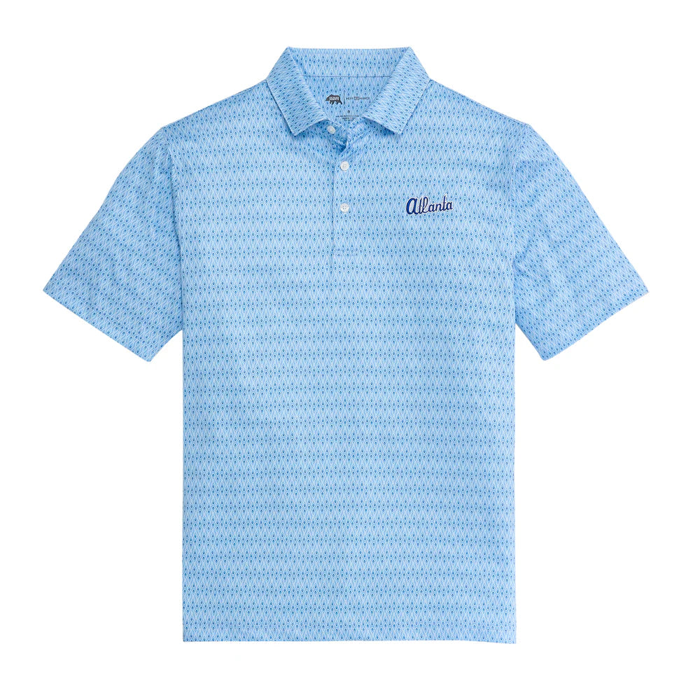 Onward Reserve Atlanta Braves Retro Feather Printed Performance Polo - Sky