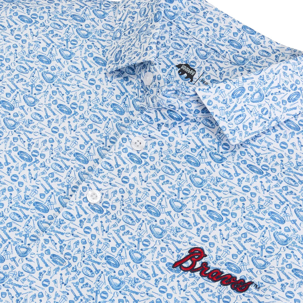 Onward Reserve Braves Icons Printed Performance Polo - White
