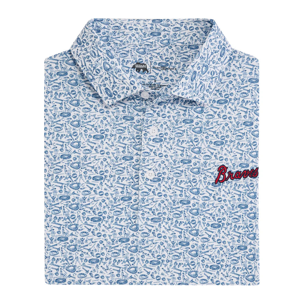 Onward Reserve Braves Icons Printed Performance Polo - White