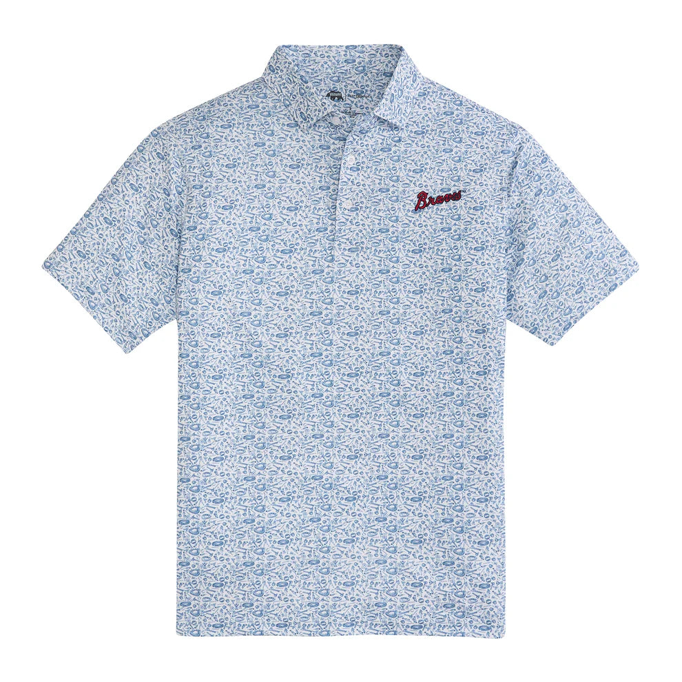 Onward Reserve Braves Icons Printed Performance Polo - White