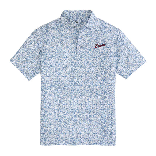 Onward Reserve Braves Icons Printed Performance Polo - White