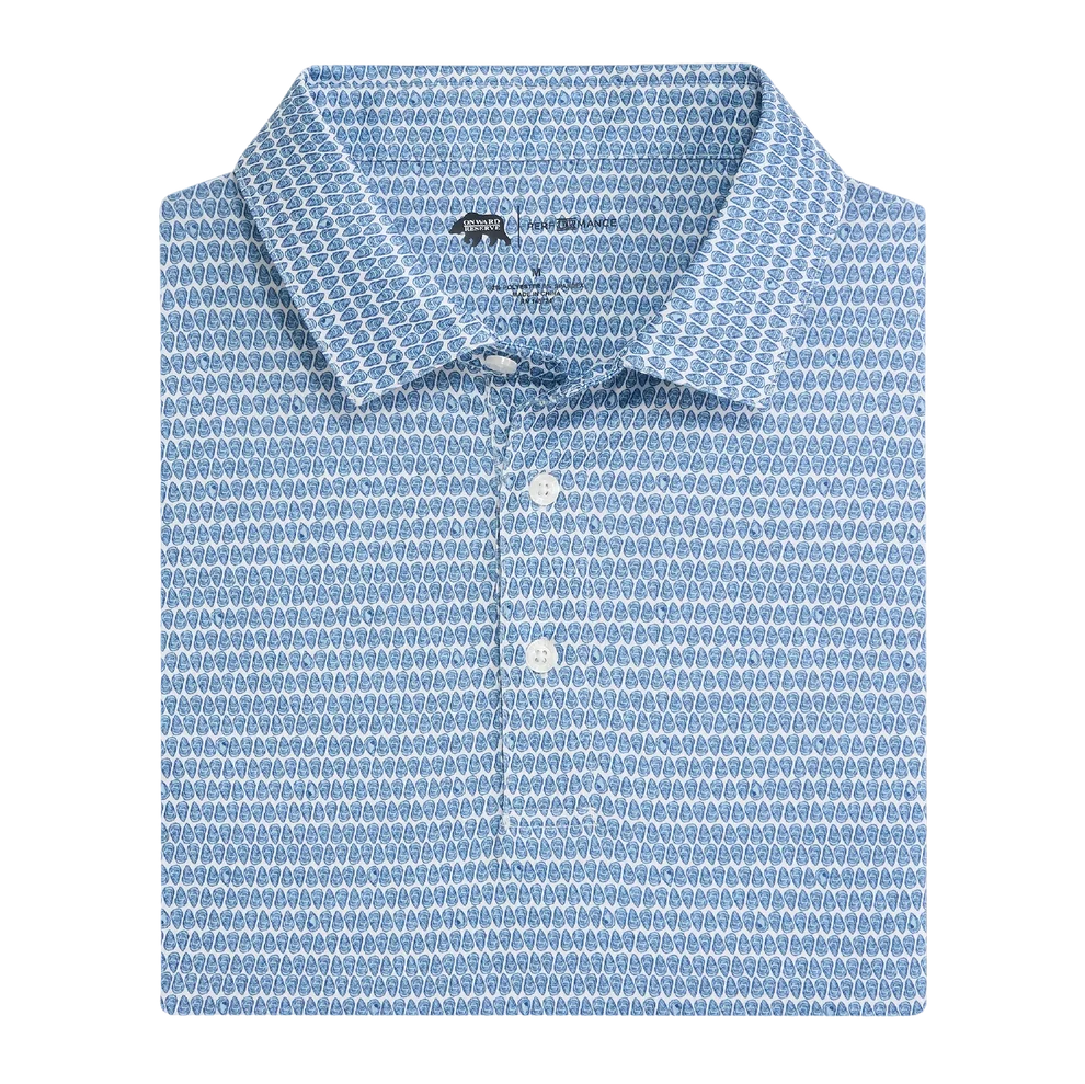 On the Half Shell Printed Performance Polo - Ensign Blue
