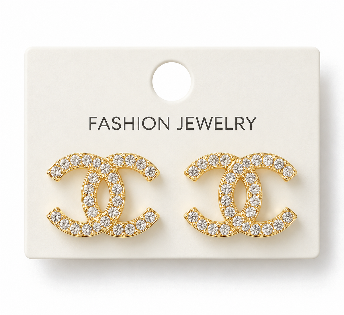 Chanel-Inspired Rhinestone Double C Stud Earrings ✨🤍